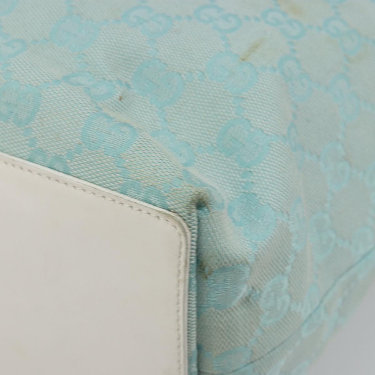 GUCCI GG Canvas Tote Bag Light Blue Gold 002 1098 Auth hk3997