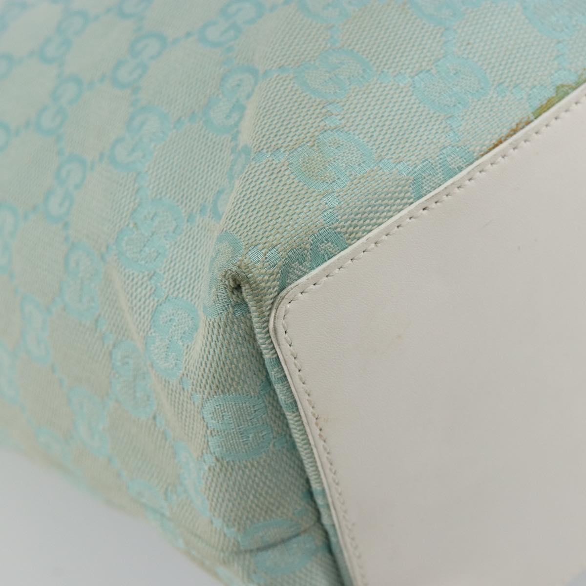 GUCCI GG Canvas Tote Bag Light Blue Gold 002 1098 Auth hk3997