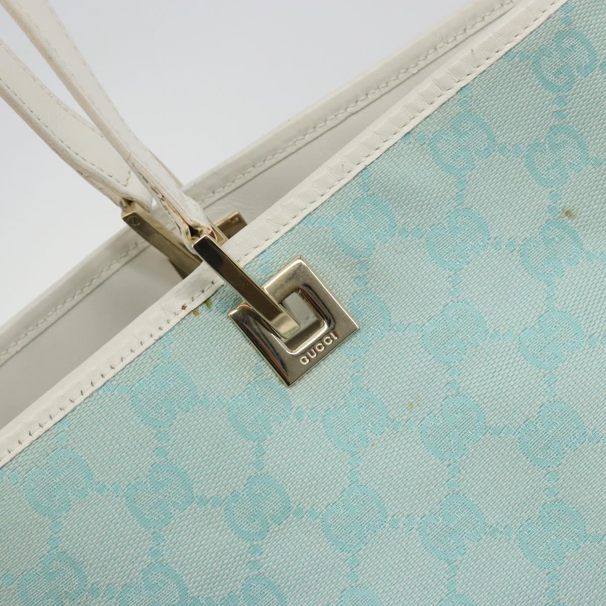 GUCCI GG Canvas Tote Bag Light Blue Gold 002 1098 Auth hk3997