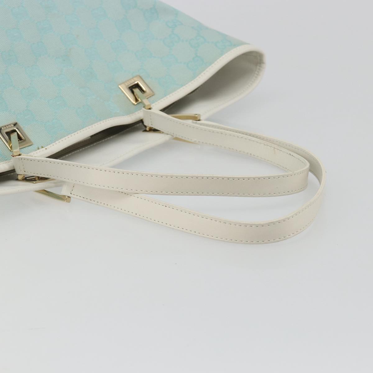 GUCCI GG Canvas Tote Bag Light Blue Gold 002 1098 Auth hk3997
