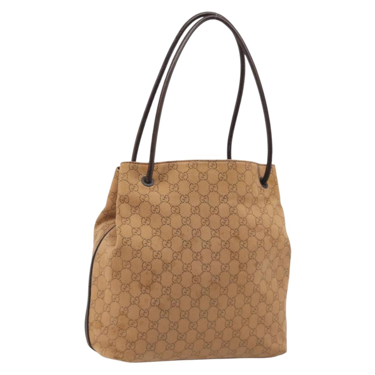 GUCCI GG Canvas Tote Bag Beige 101341 Auth hk3998