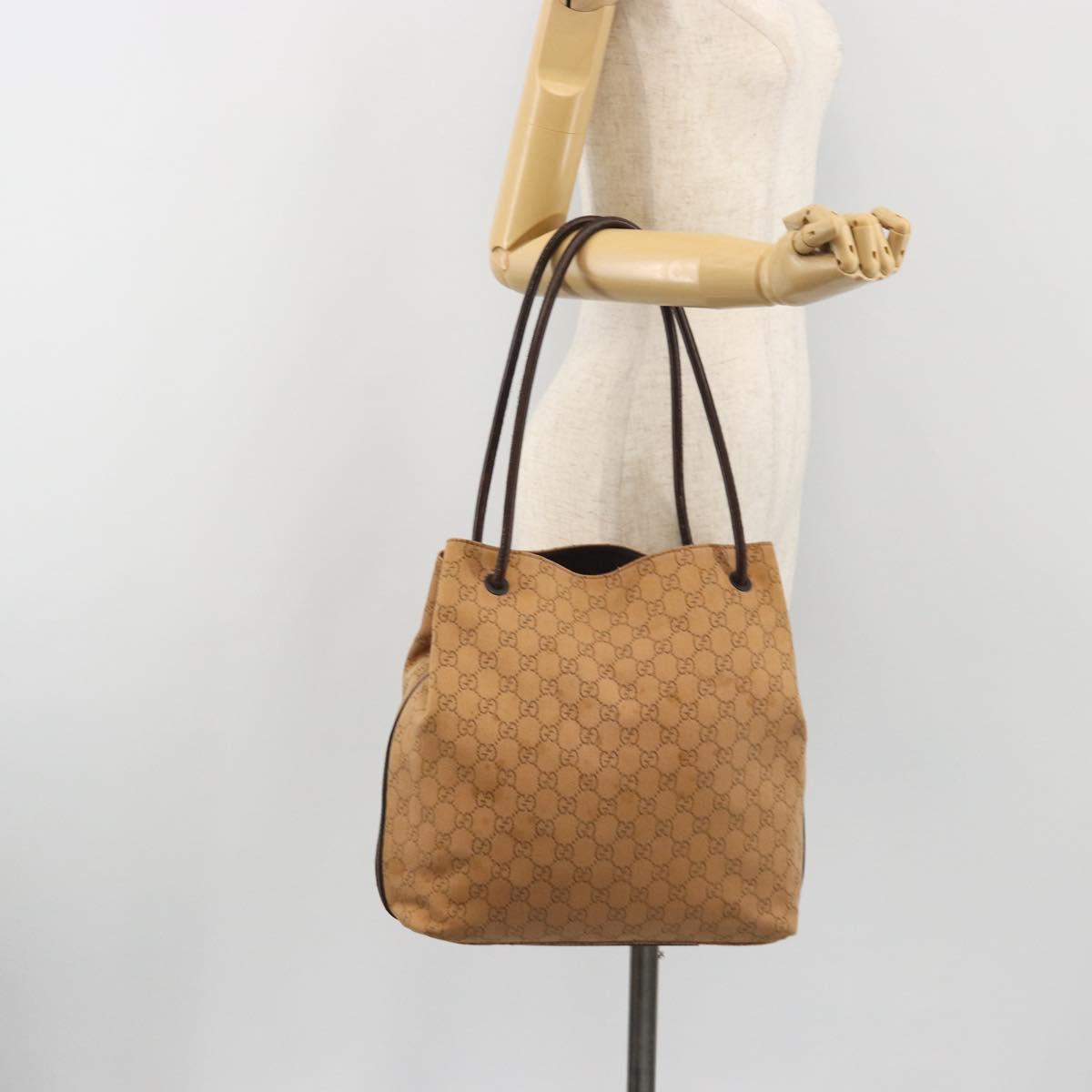 GUCCI GG Canvas Tote Bag Beige 101341 Auth hk3998