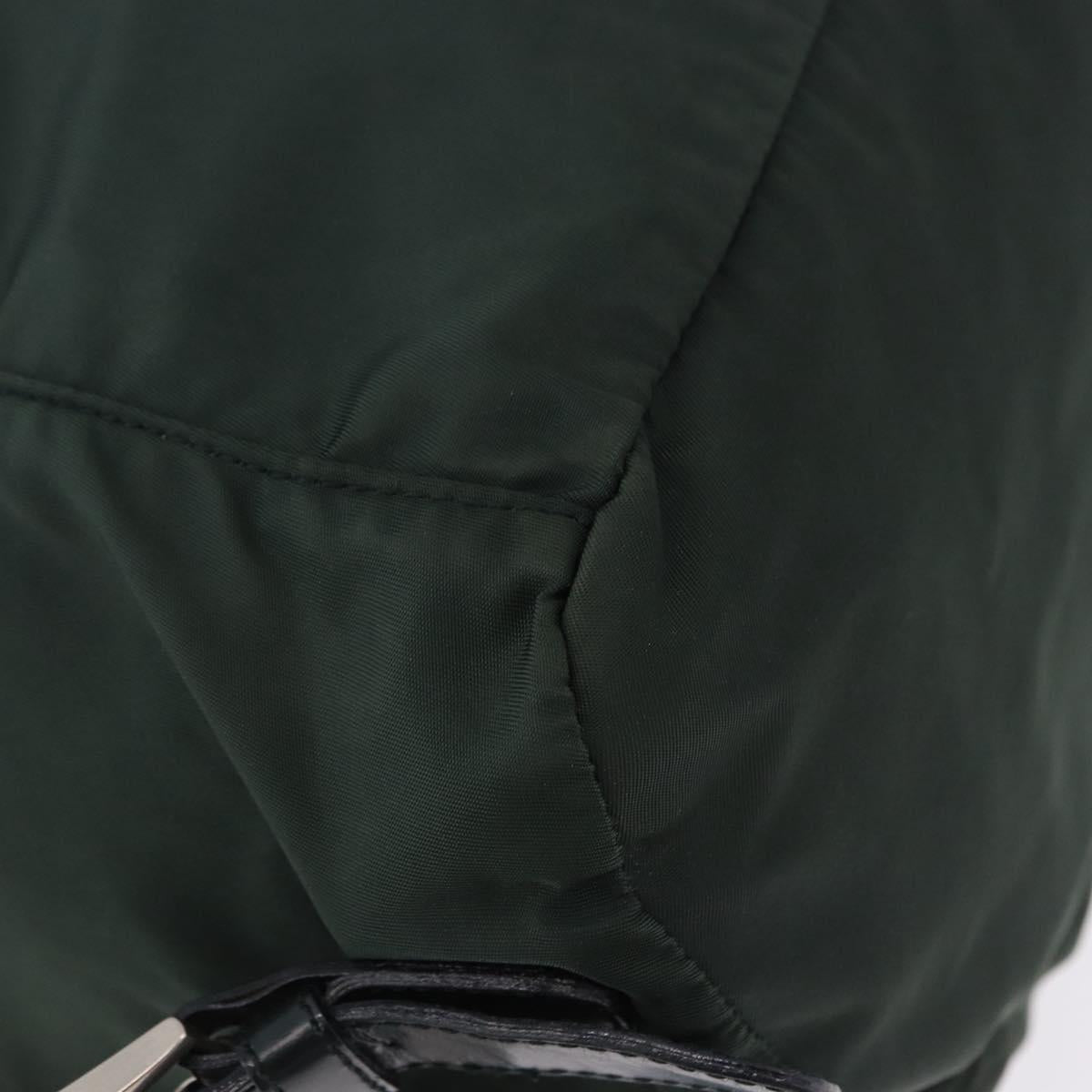 PRADA Backpack Nylon Green Silver Auth hk3999