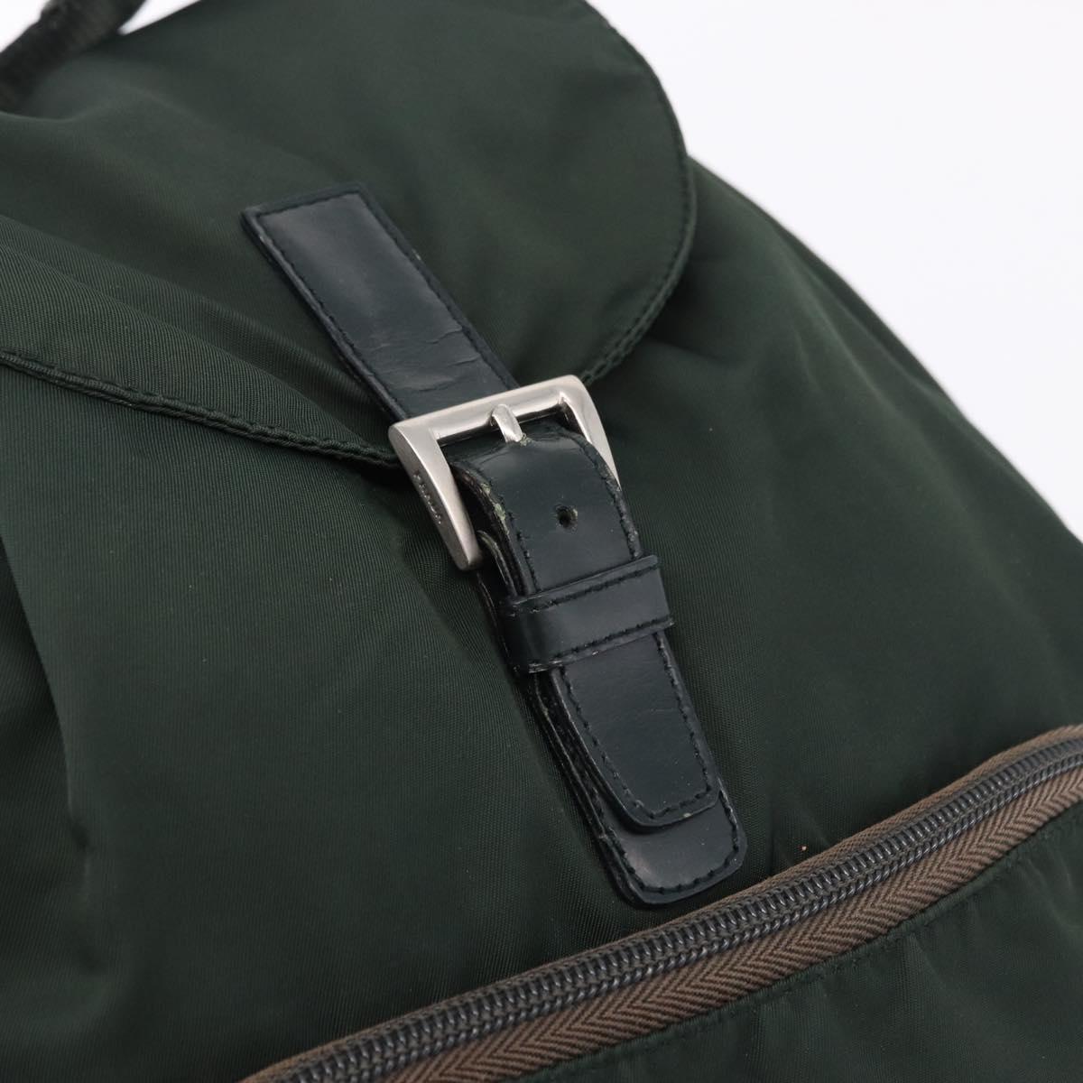 PRADA Backpack Nylon Green Silver Auth hk3999