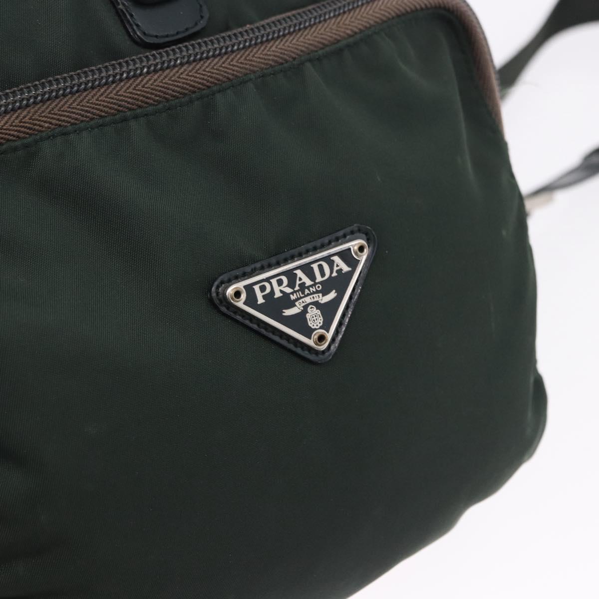 PRADA Backpack Nylon Green Silver Auth hk3999