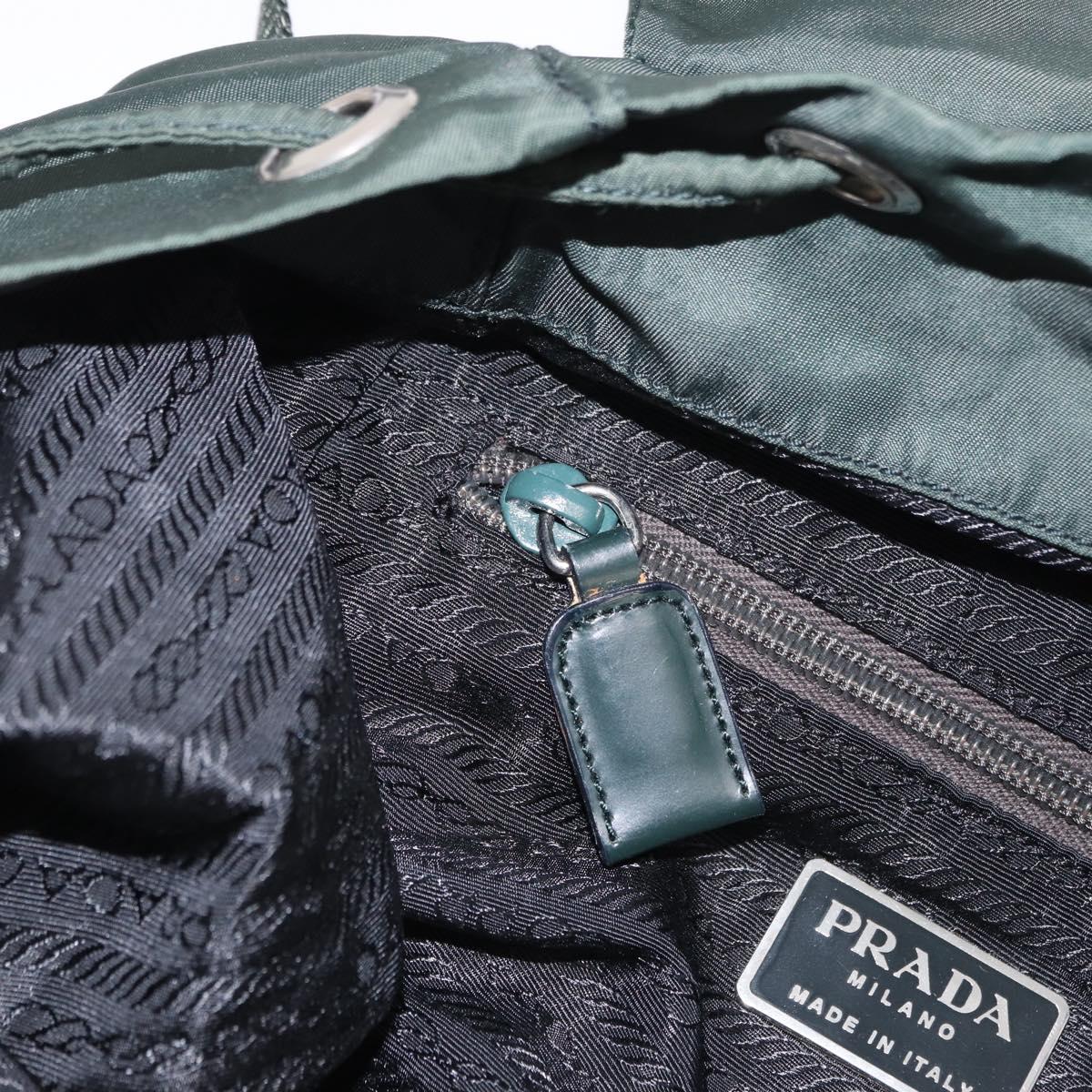 PRADA Backpack Nylon Green Silver Auth hk3999