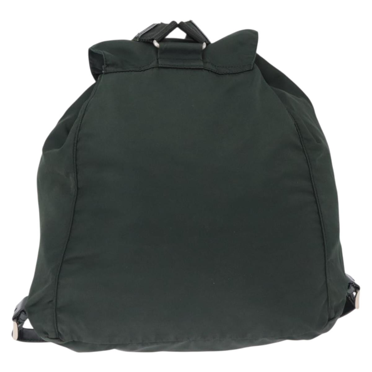 PRADA Backpack Nylon Green Silver Auth hk3999