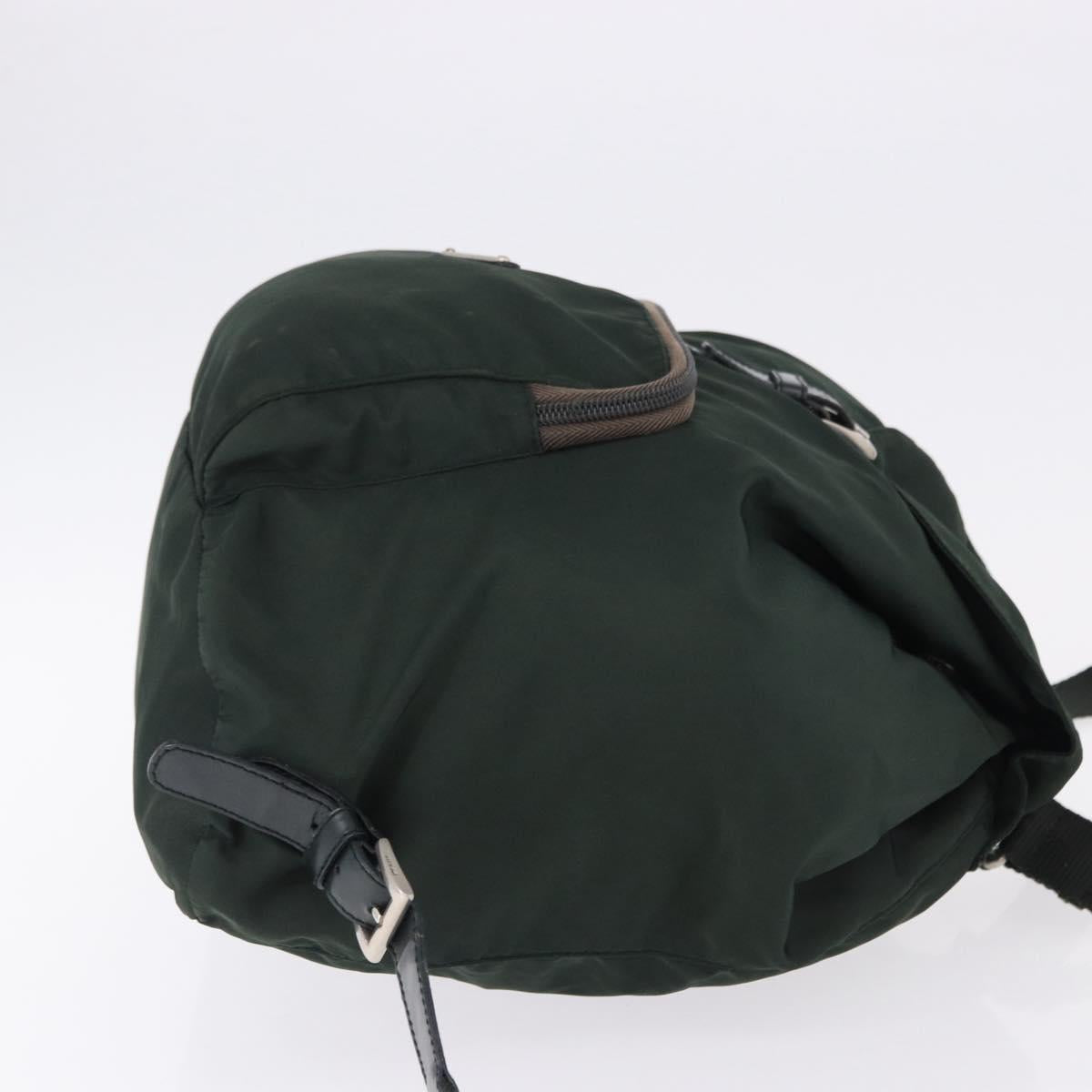 PRADA Backpack Nylon Green Silver Auth hk3999