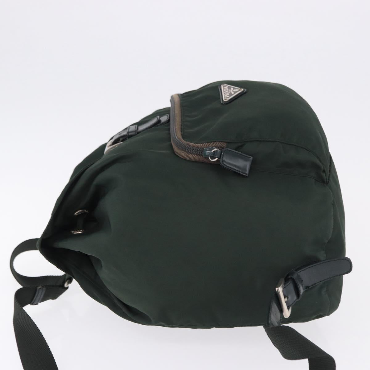 PRADA Backpack Nylon Green Silver Auth hk3999