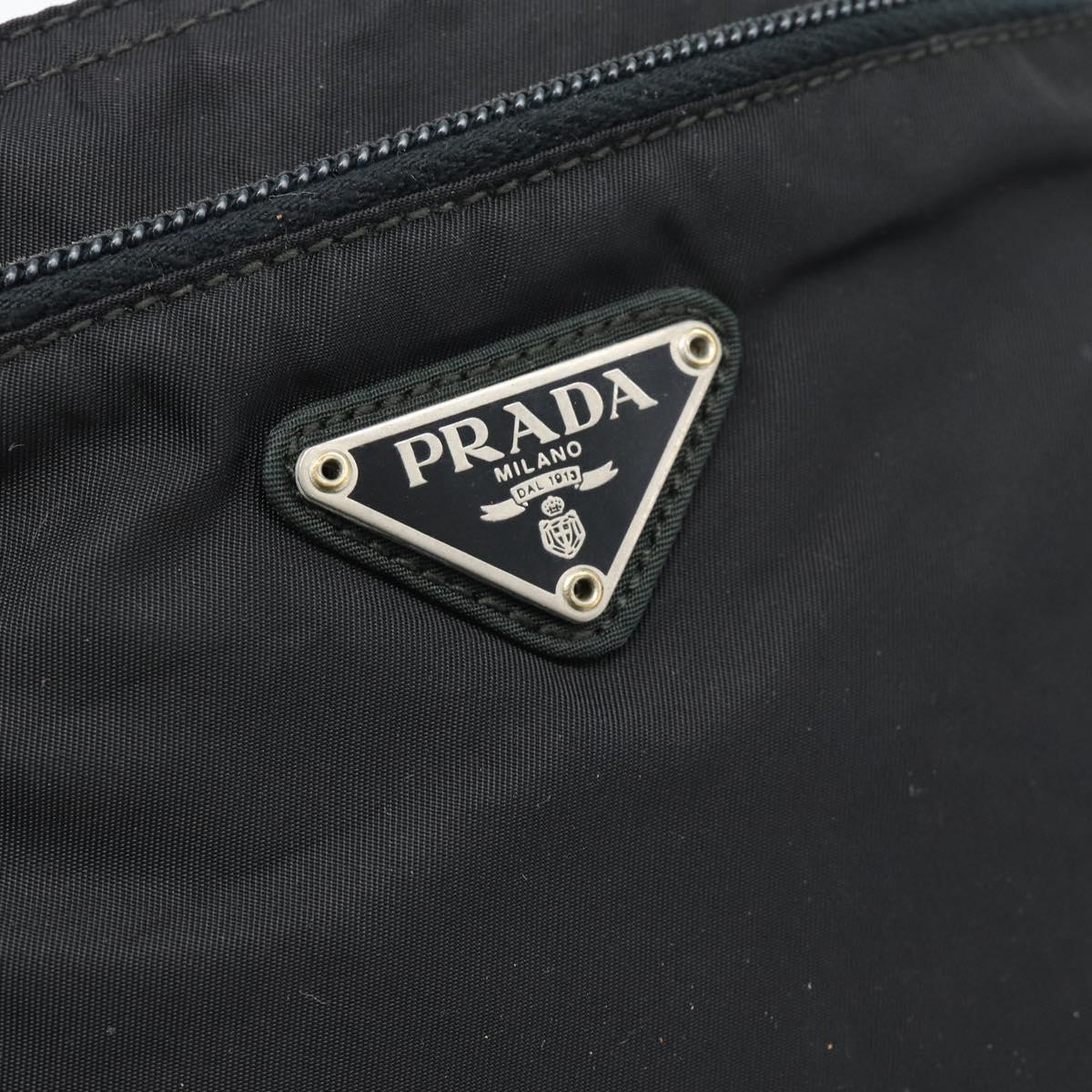PRADA Shoulder Bag Nylon Black Silver Auth hk4000A