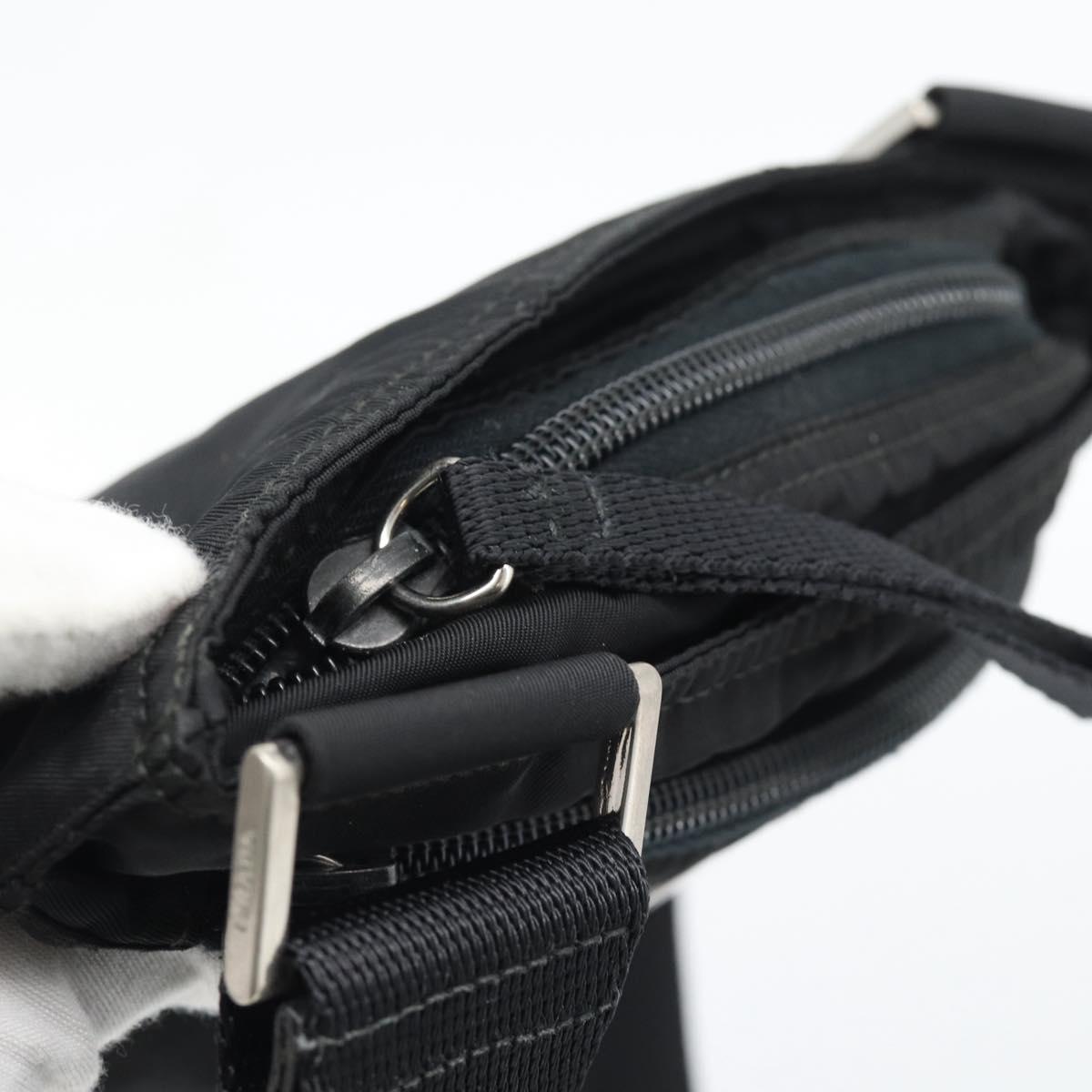 PRADA Shoulder Bag Nylon Black Silver Auth hk4000A