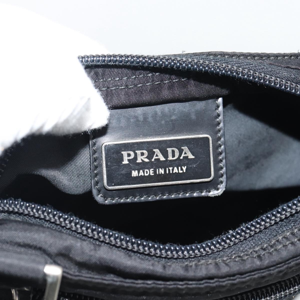 PRADA Shoulder Bag Nylon Black Silver Auth hk4000A