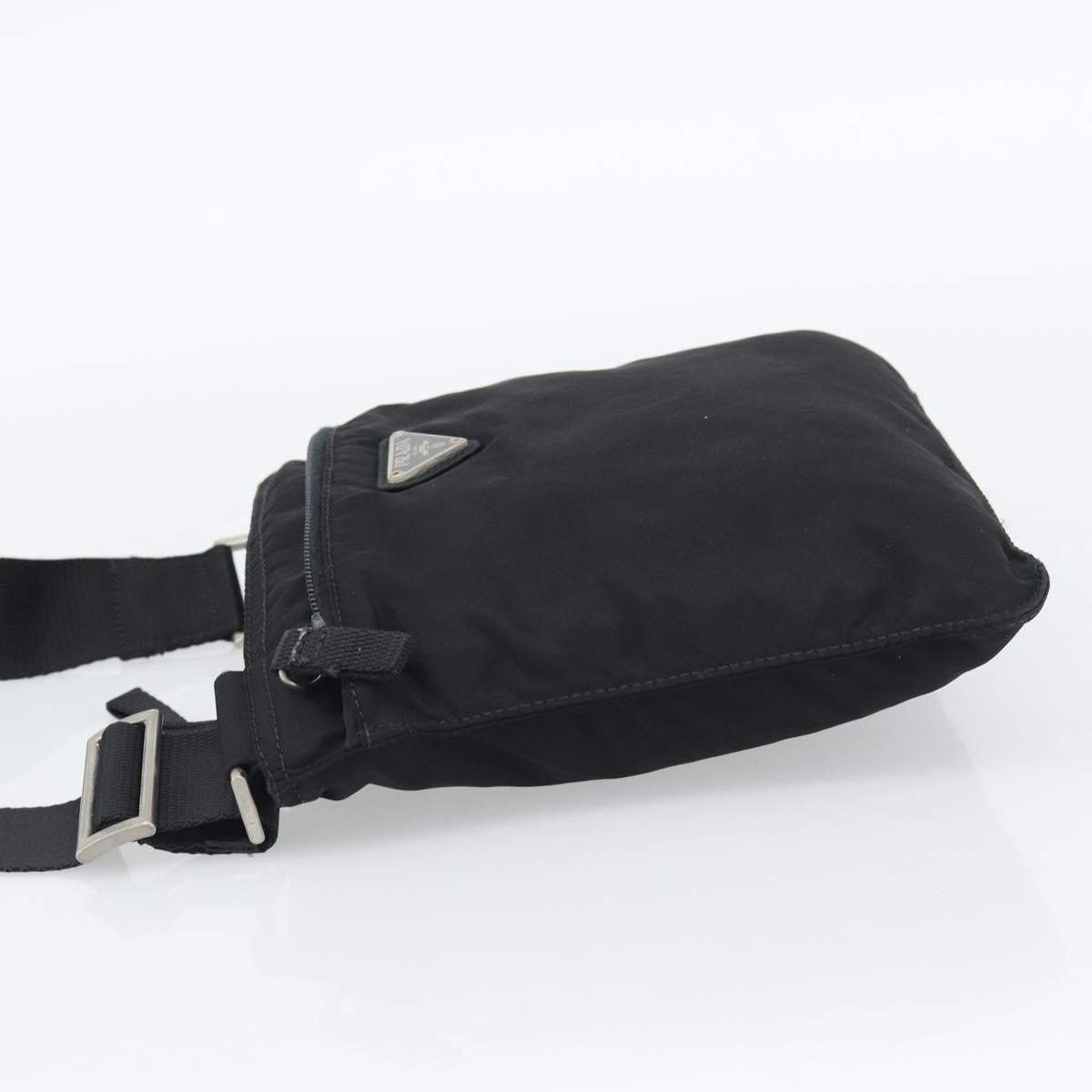 PRADA Shoulder Bag Nylon Black Silver Auth hk4000A