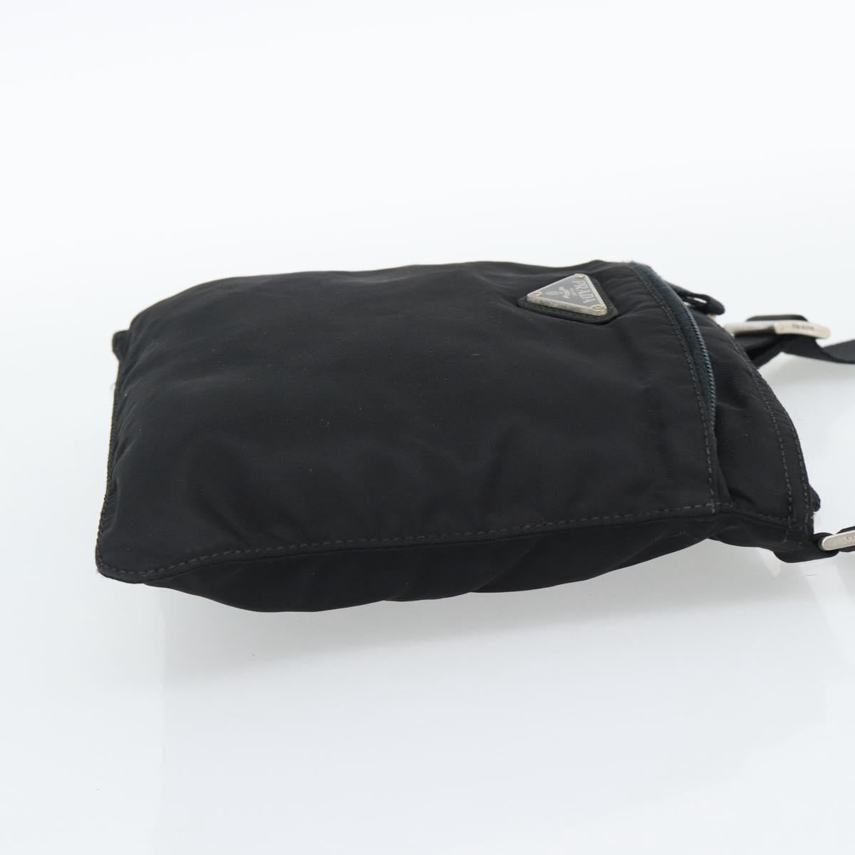 PRADA Shoulder Bag Nylon Black Silver Auth hk4000A