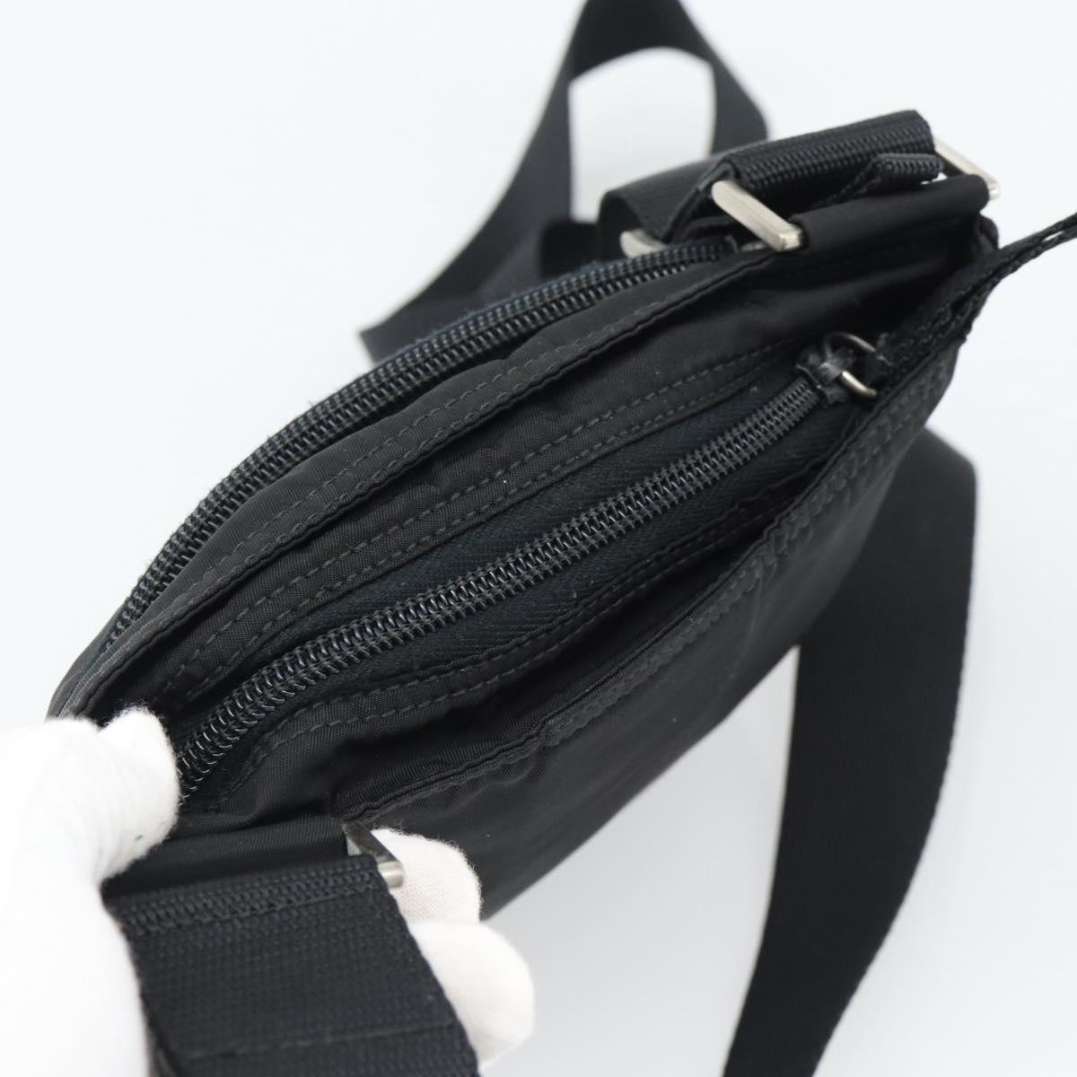 PRADA Shoulder Bag Nylon Black Silver Auth hk4000A