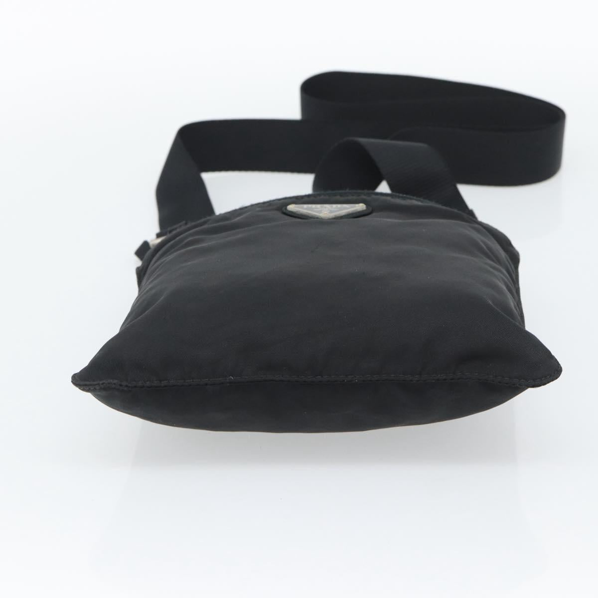PRADA Shoulder Bag Nylon Black Silver Auth hk4000A