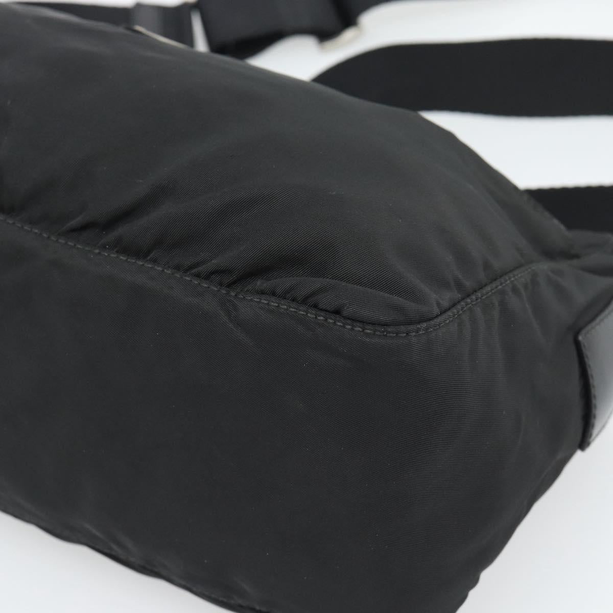 PRADA Shoulder Bag Nylon Black Silver Auth hk4001