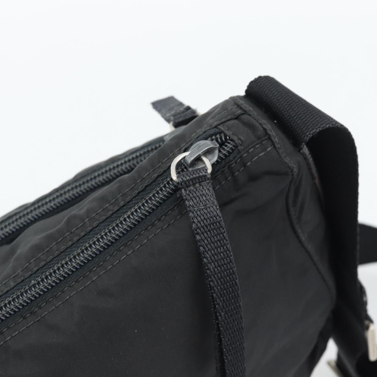 PRADA Shoulder Bag Nylon Black Silver Auth hk4001