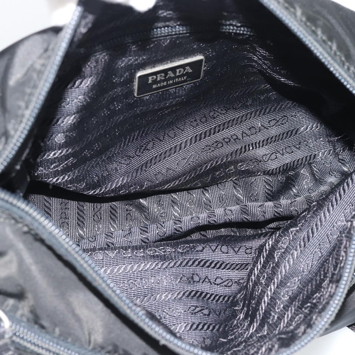 PRADA Shoulder Bag Nylon Black Silver Auth hk4001