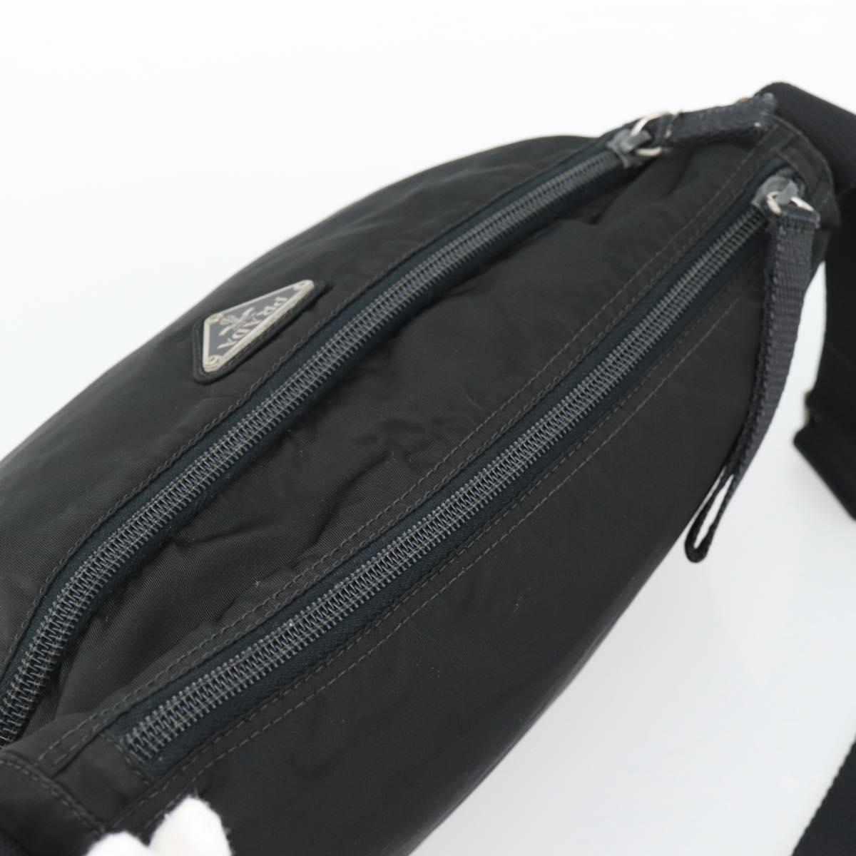 PRADA Shoulder Bag Nylon Black Silver Auth hk4001