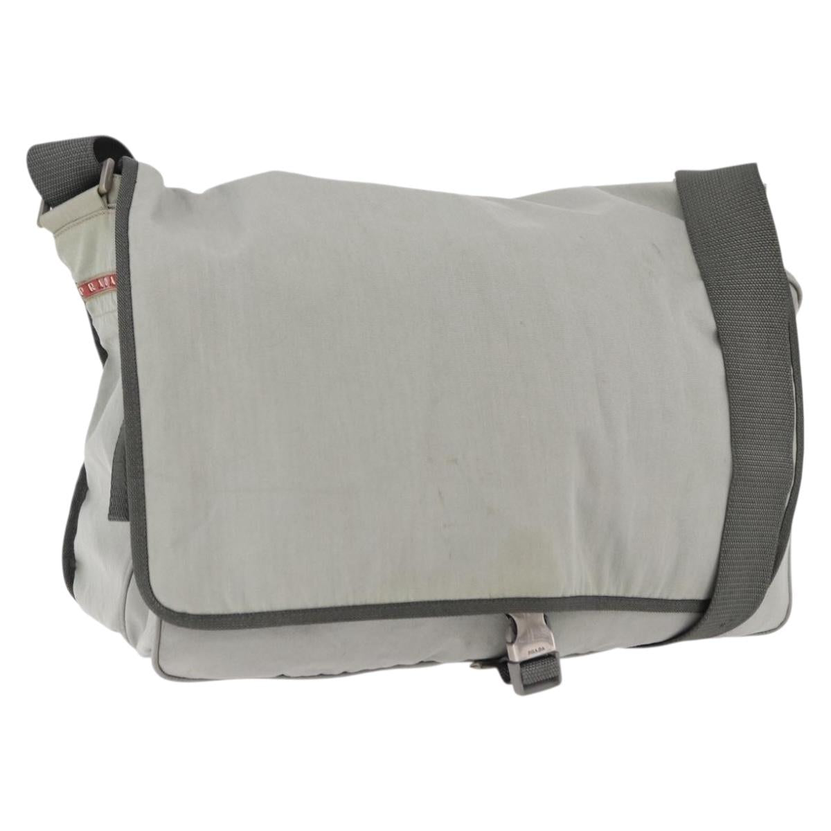 PRADA Sports Line Shoulder Bag Nylon Gray Silver Auth hk4002