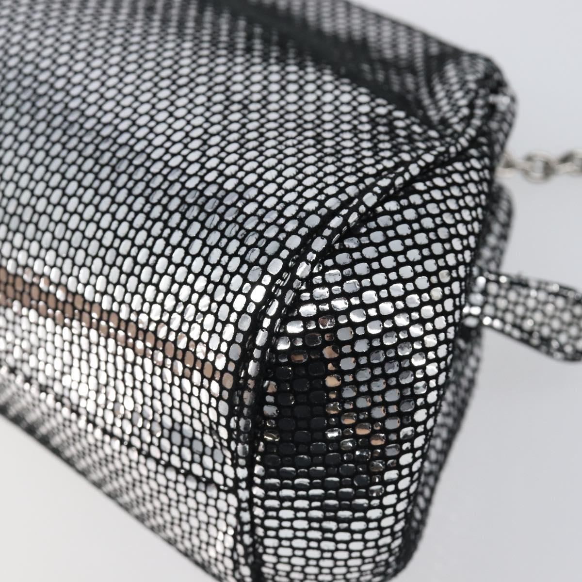 Salvatore Ferragamo Gancini Chain Shoulder Bag Leather Silver Auth hk4007V