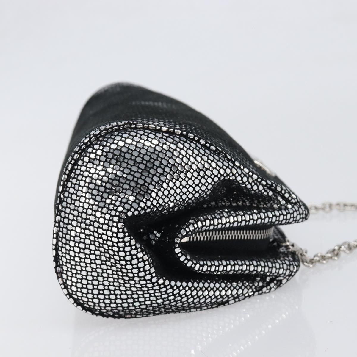 Salvatore Ferragamo Gancini Chain Shoulder Bag Leather Silver Auth hk4007V