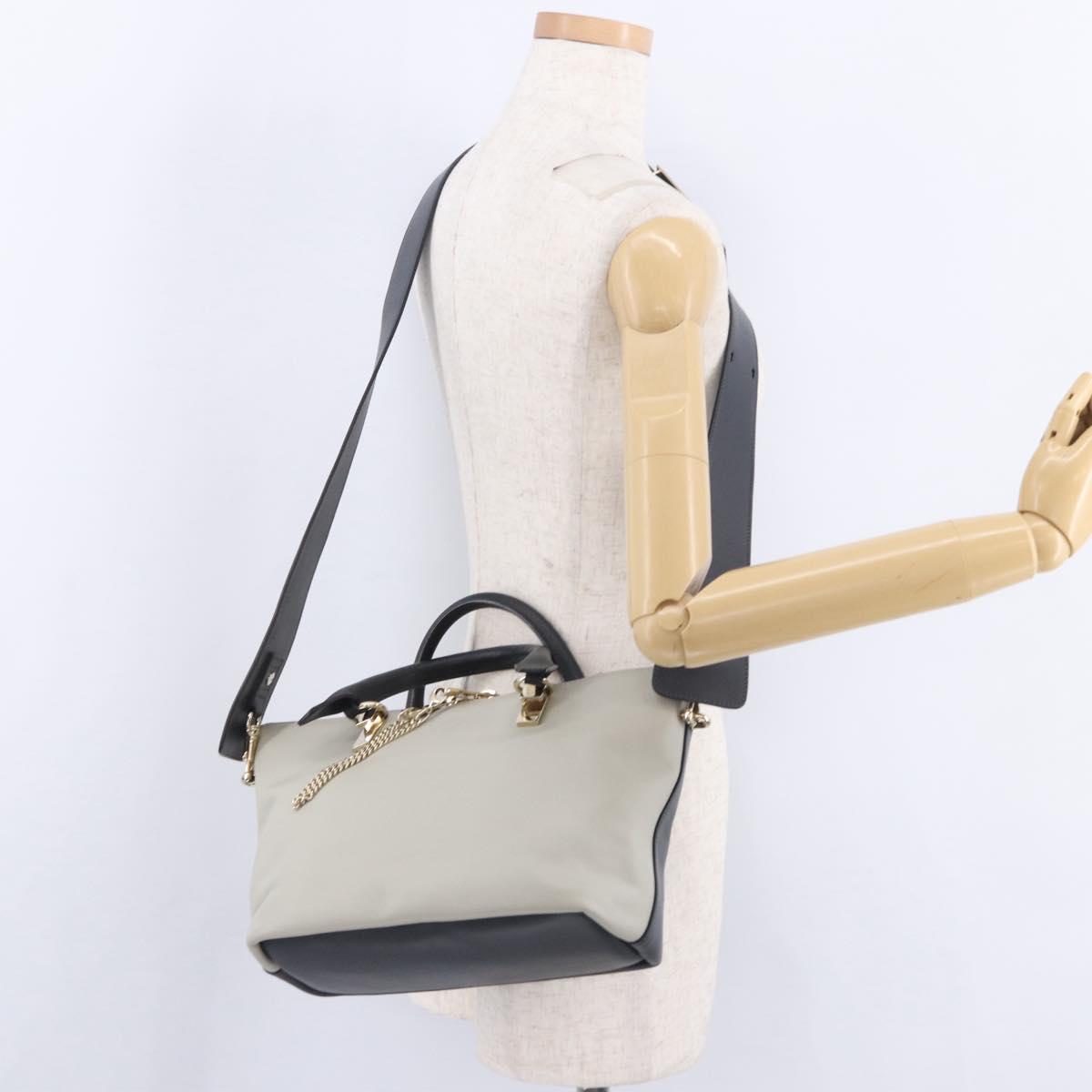 Chloe Bailey Hand Bag Leather 2way Beige Gold Auth hk4009V