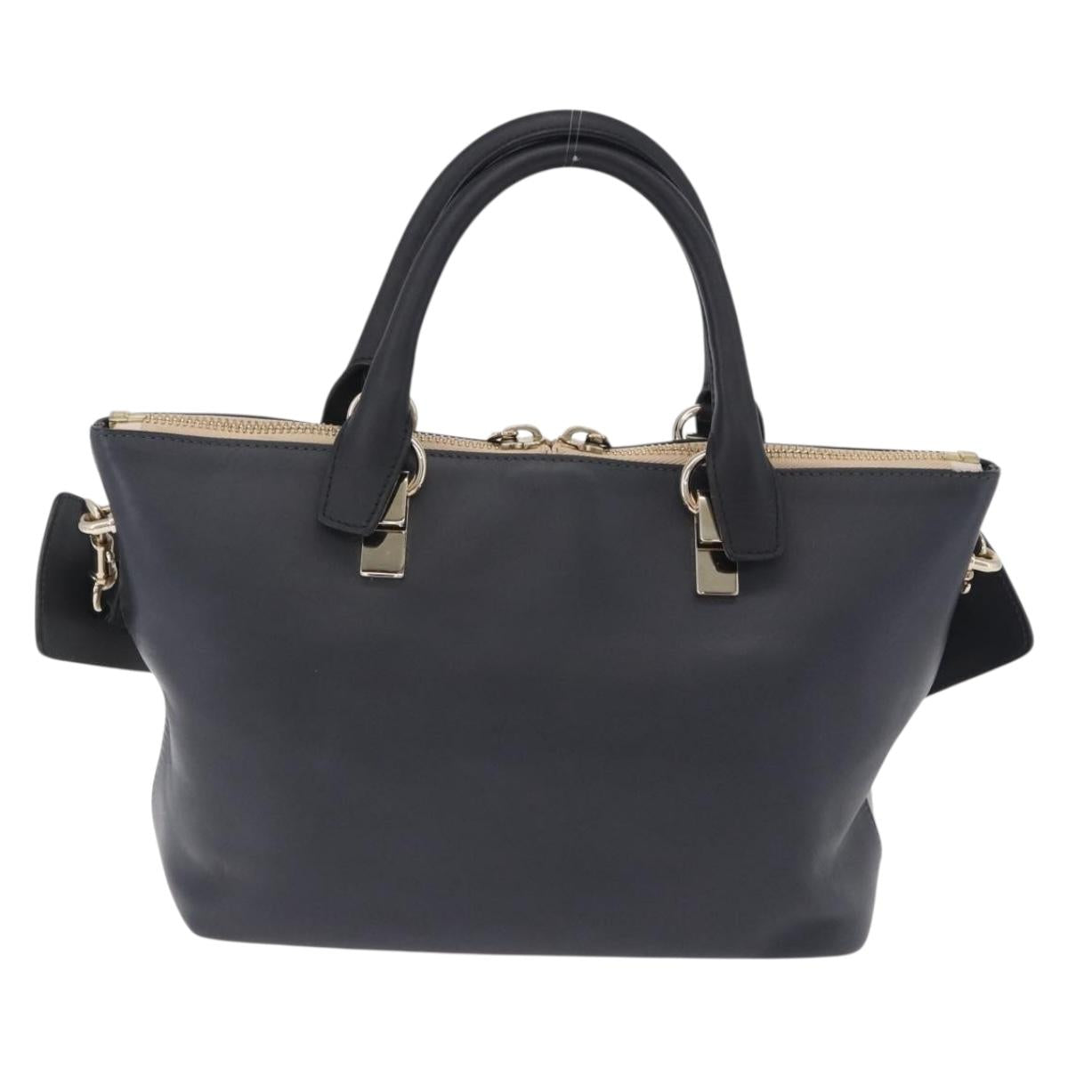 Chloe Bailey Hand Bag Leather 2way Beige Gold Auth hk4009V