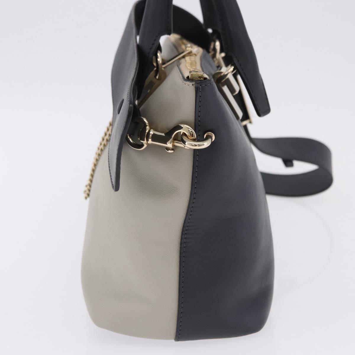 Chloe Bailey Hand Bag Leather 2way Beige Gold Auth hk4009V