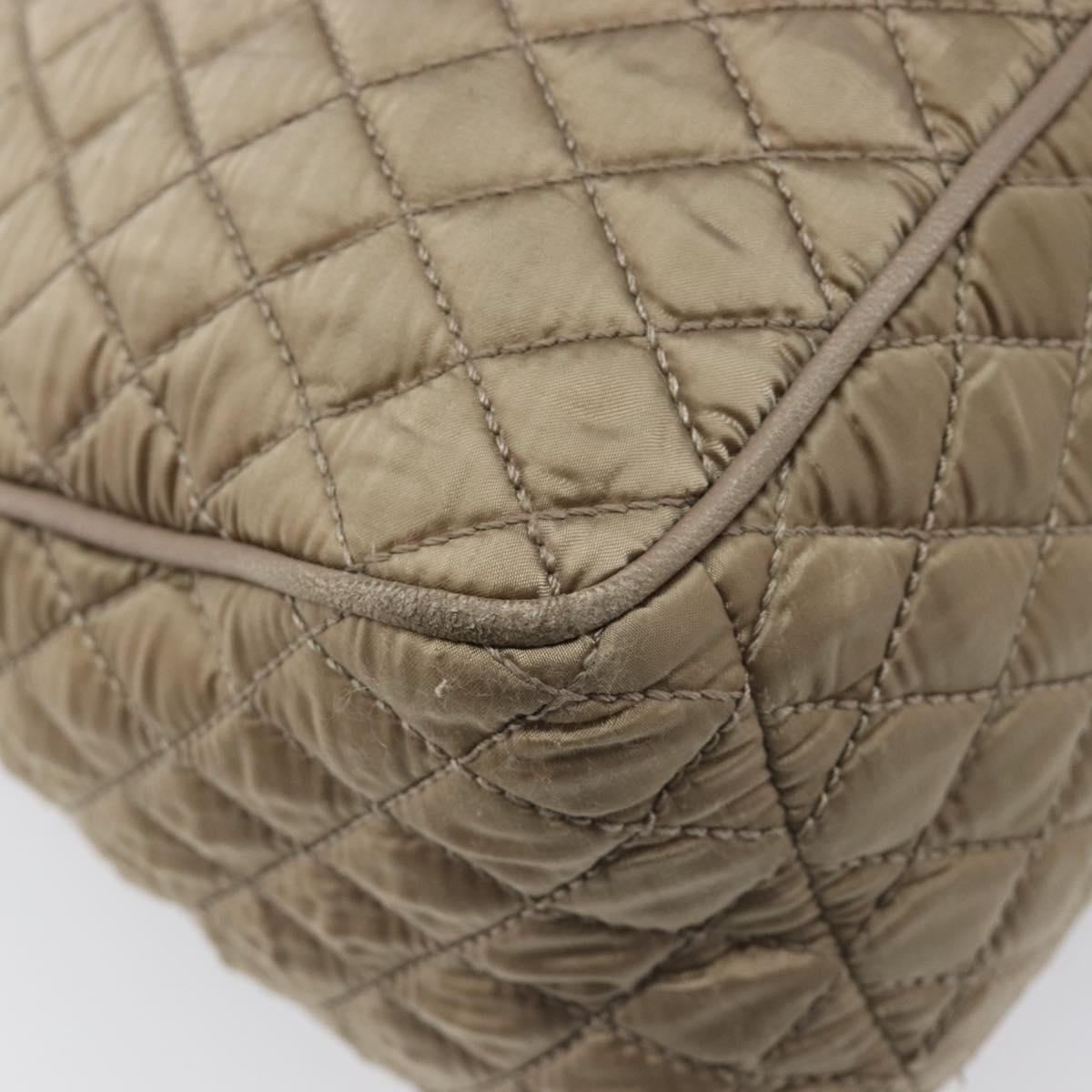 Salvatore Ferragamo Vala Hand Bag Nylon Brown Silver Auth hk4011