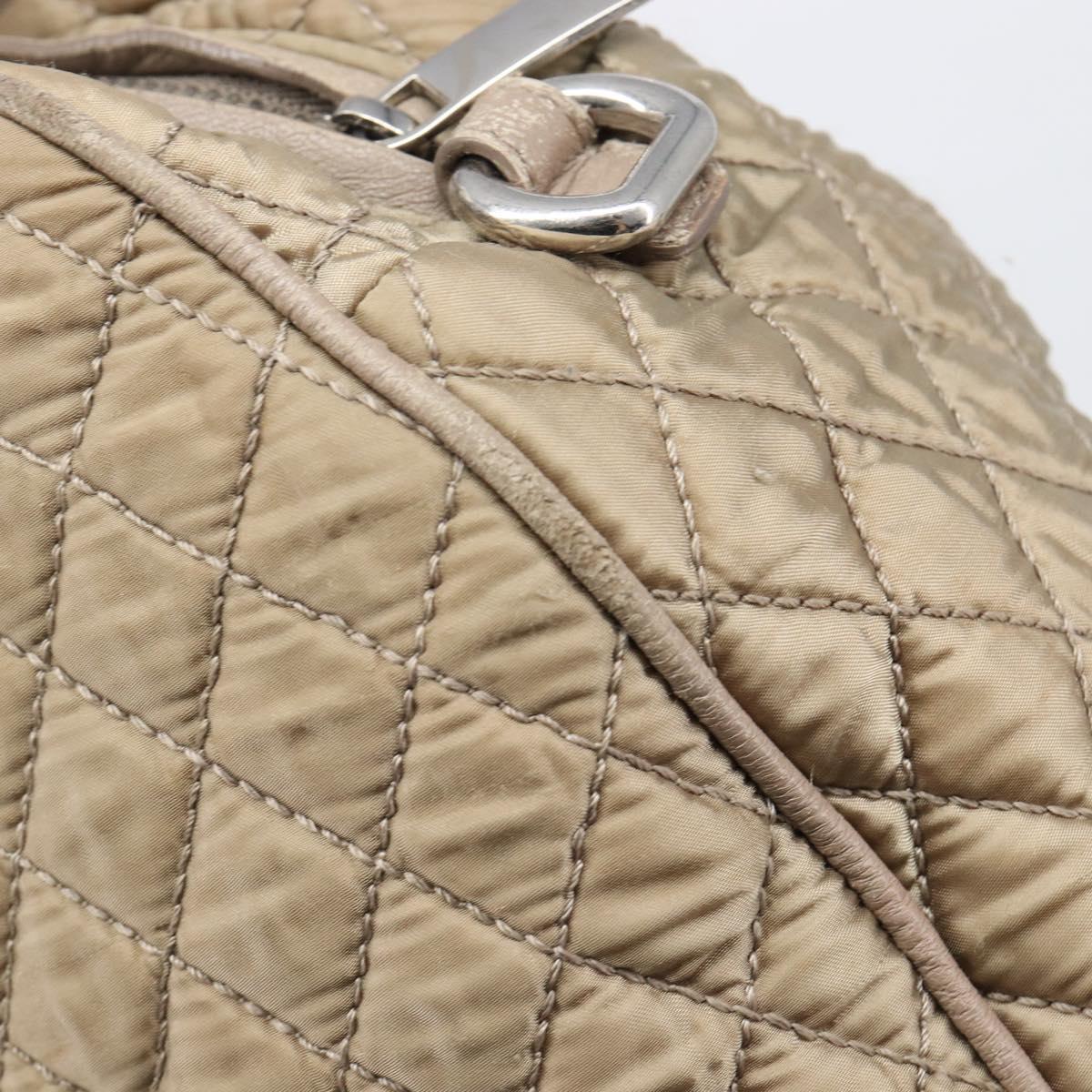 Salvatore Ferragamo Vala Hand Bag Nylon Brown Silver Auth hk4011