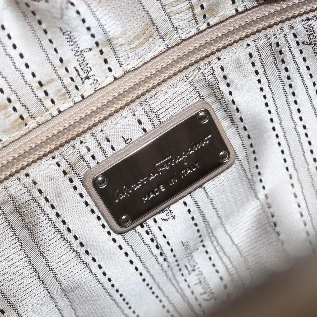 Salvatore Ferragamo Vala Hand Bag Nylon Brown Silver Auth hk4011