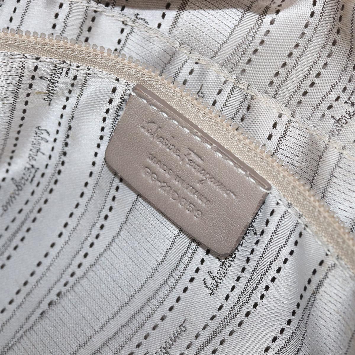 Salvatore Ferragamo Vala Hand Bag Nylon Brown Silver Auth hk4011