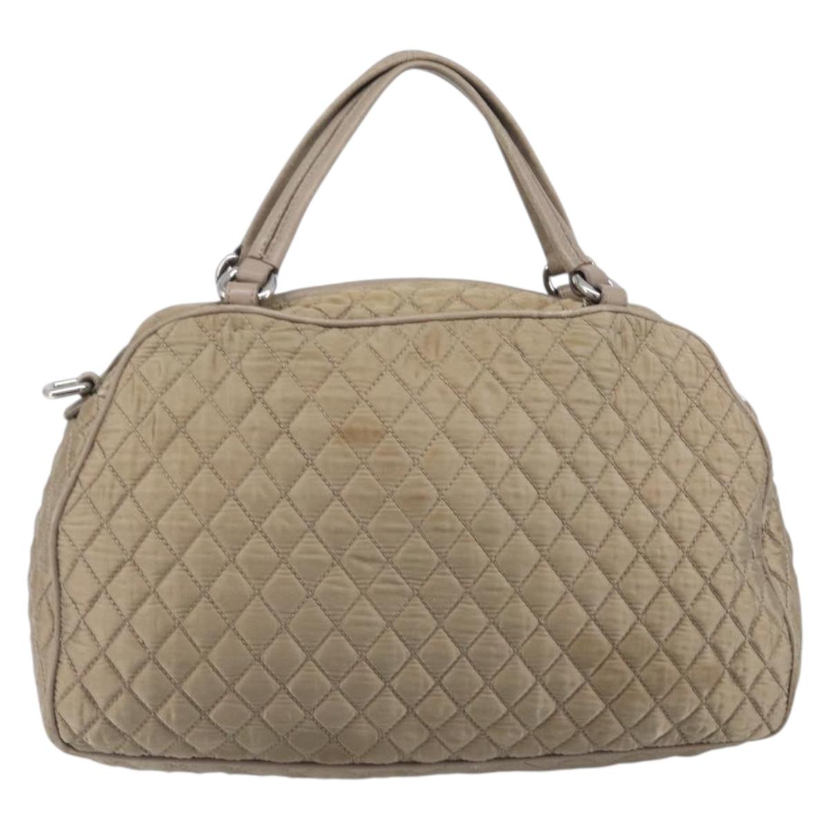 Salvatore Ferragamo Vala Hand Bag Nylon Brown Silver Auth hk4011
