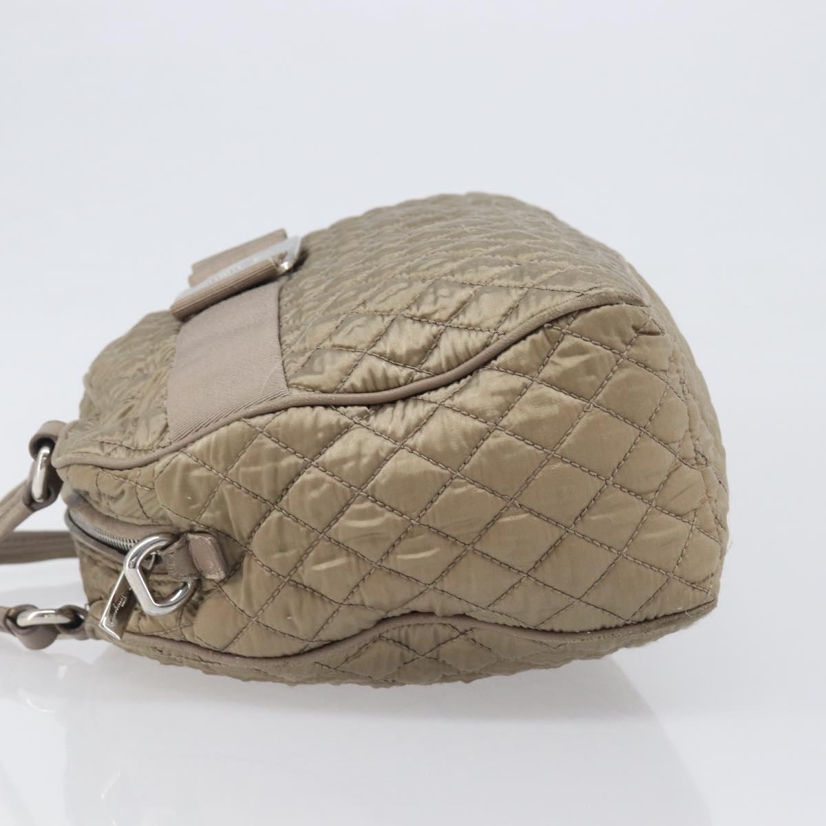 Salvatore Ferragamo Vala Hand Bag Nylon Brown Silver Auth hk4011