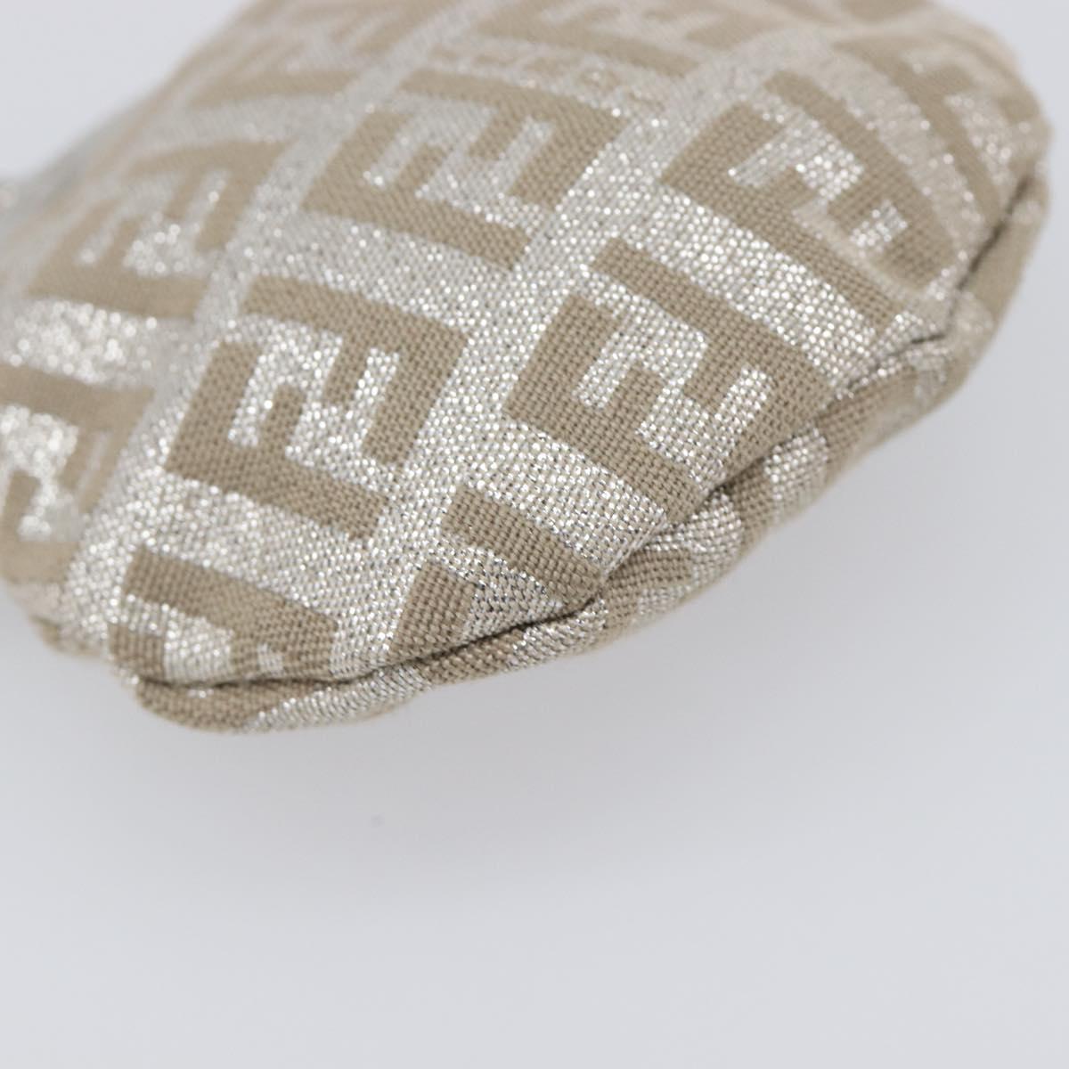 FENDI Zucchino Canvas Gamaguchi Coin Purse Silver Auth hk4013