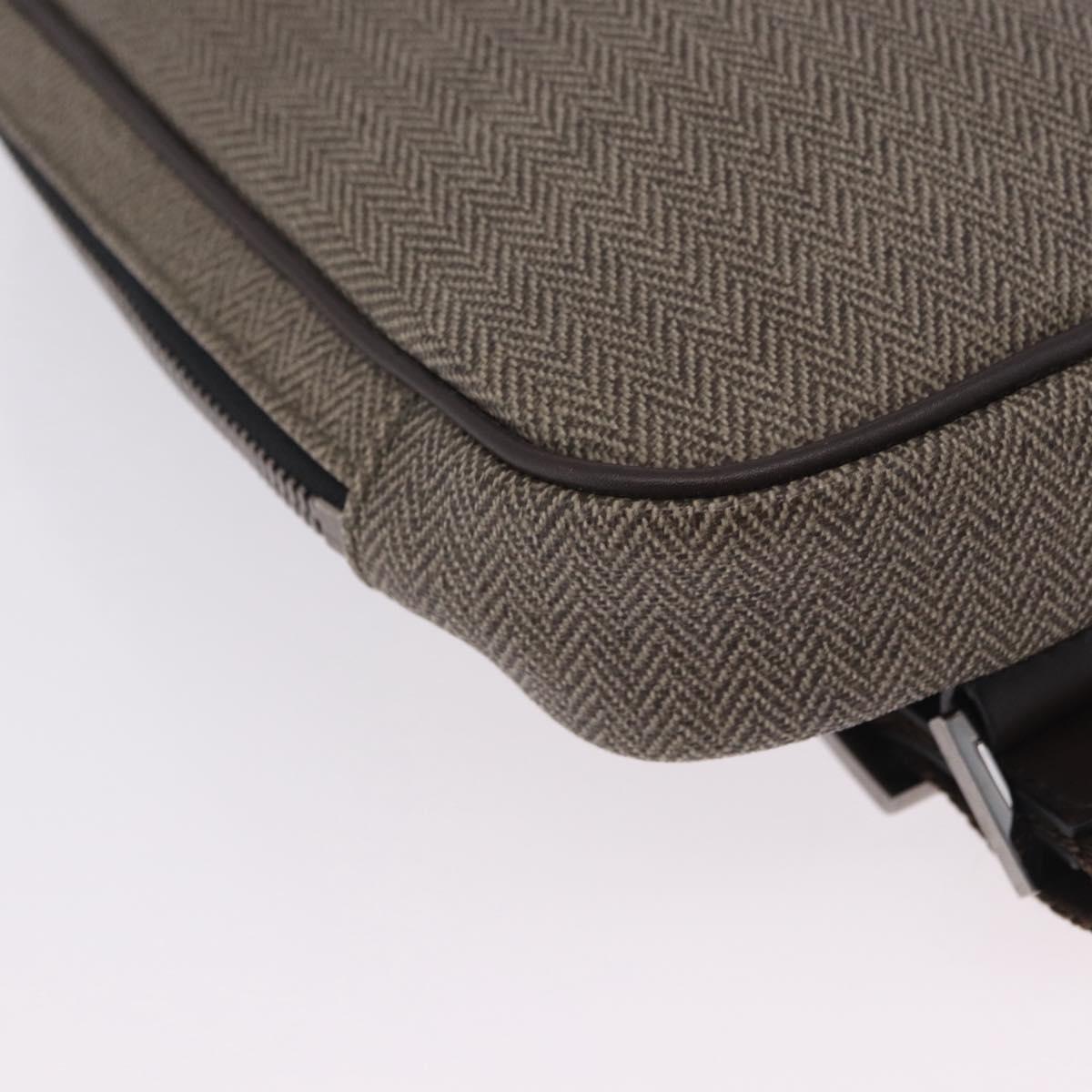BVLGARI Body Bag PVC Leather Brown Silver Auth hk4015