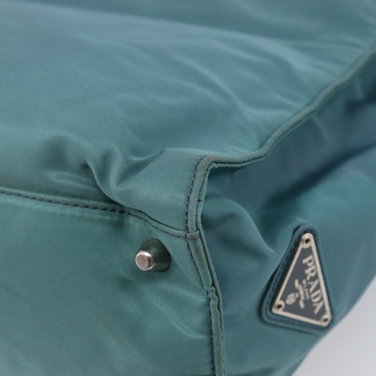 PRADA Hand Bag Nylon Green Silver Auth hk4017