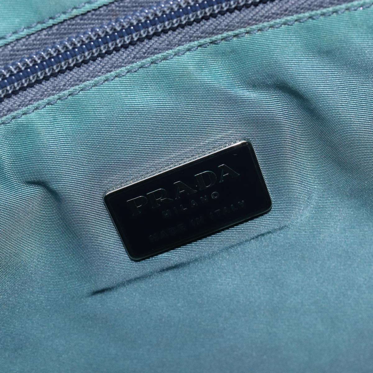 PRADA Hand Bag Nylon Green Silver Auth hk4017