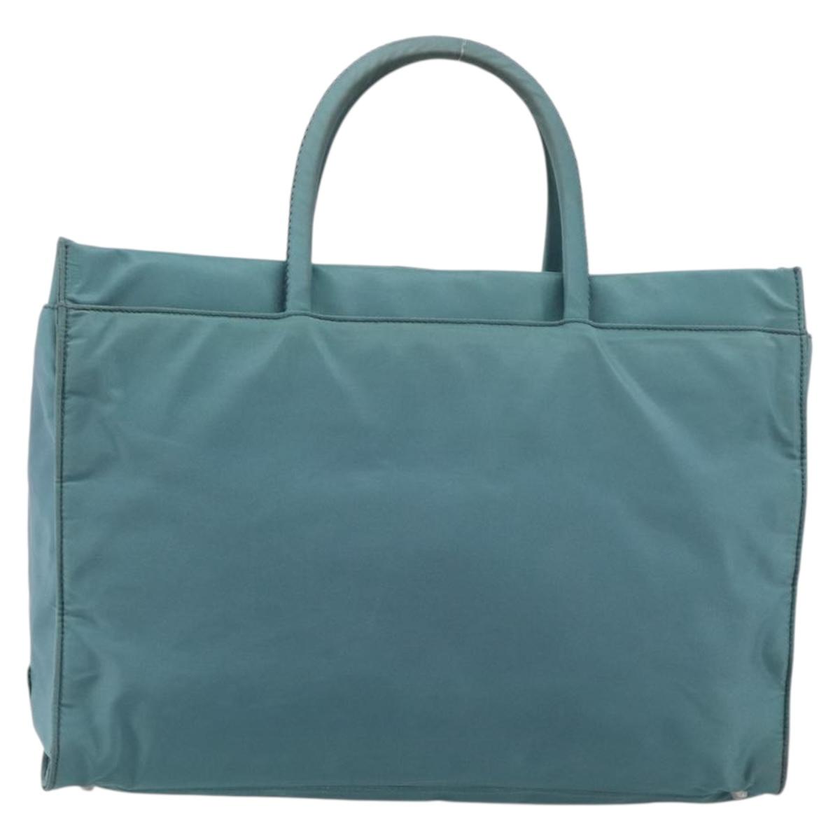 PRADA Hand Bag Nylon Green Silver Auth hk4017
