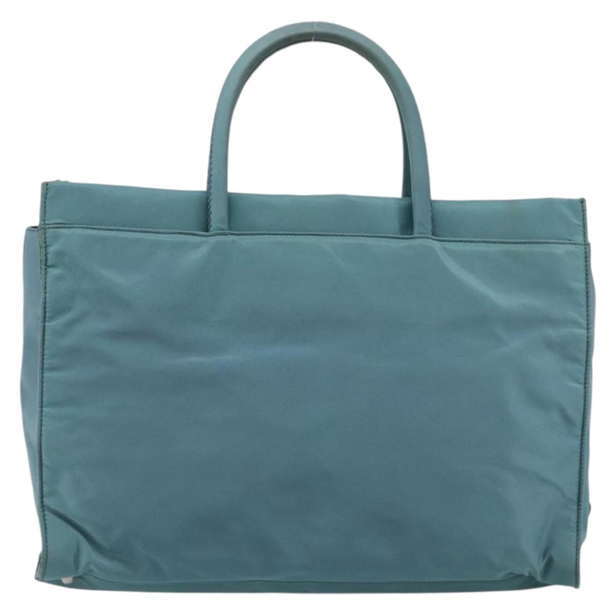 PRADA Hand Bag Nylon Green Silver Auth hk4017