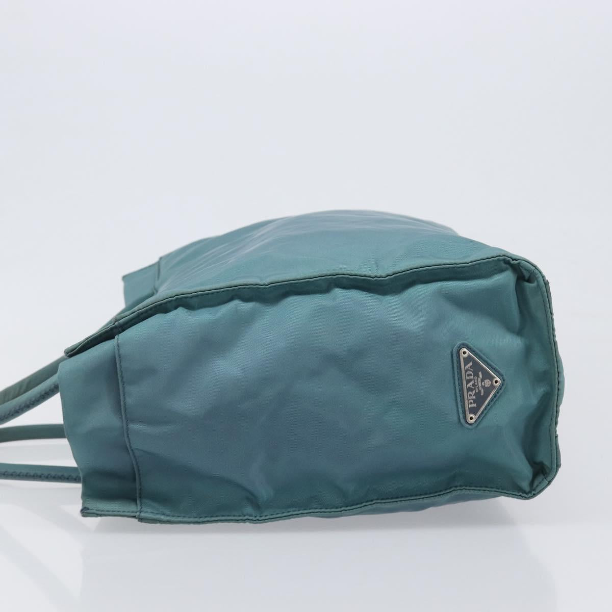 PRADA Hand Bag Nylon Green Silver Auth hk4017