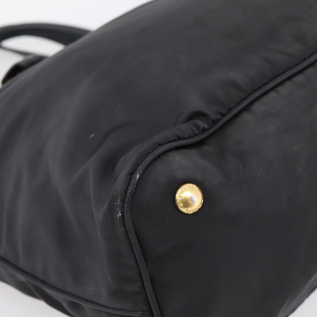PRADA Hand Bag Nylon 2way Black Gold Auth hk4018