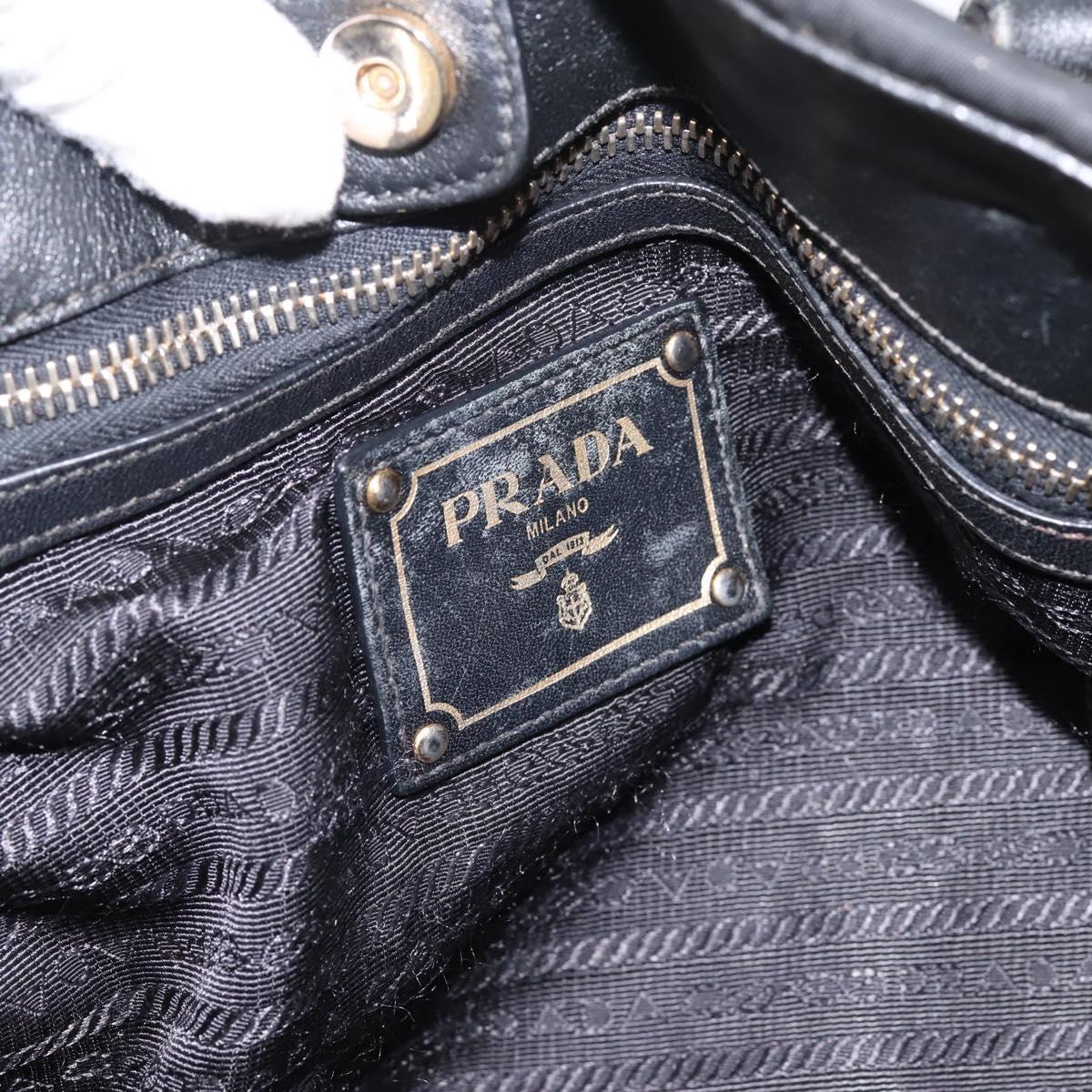 PRADA Hand Bag Nylon 2way Black Gold Auth hk4018