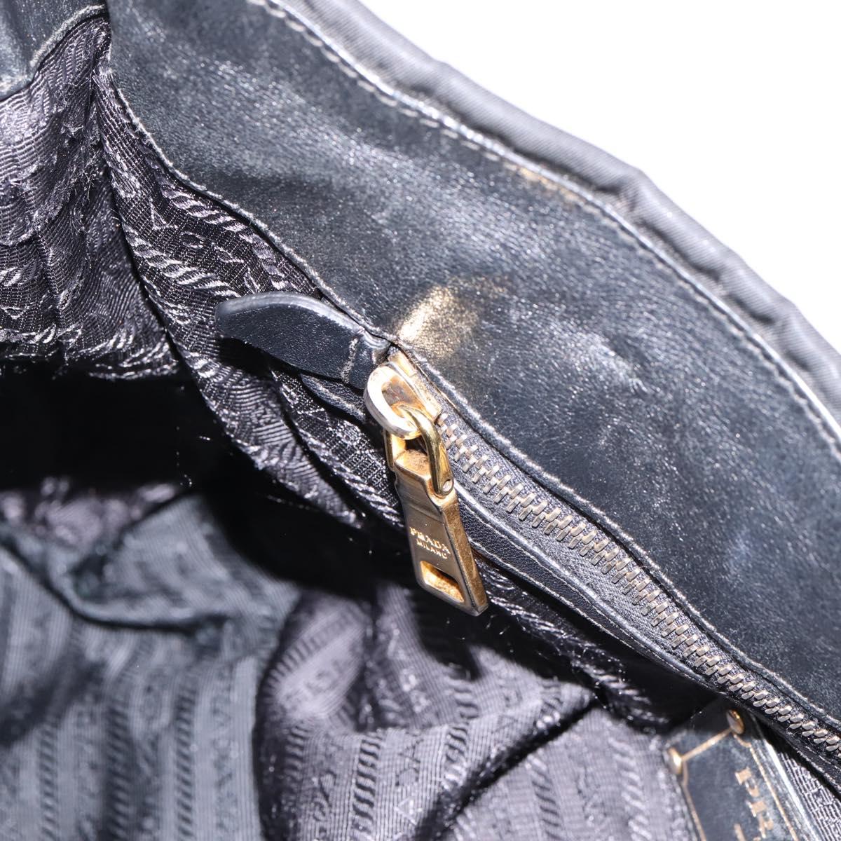 PRADA Hand Bag Nylon 2way Black Gold Auth hk4018