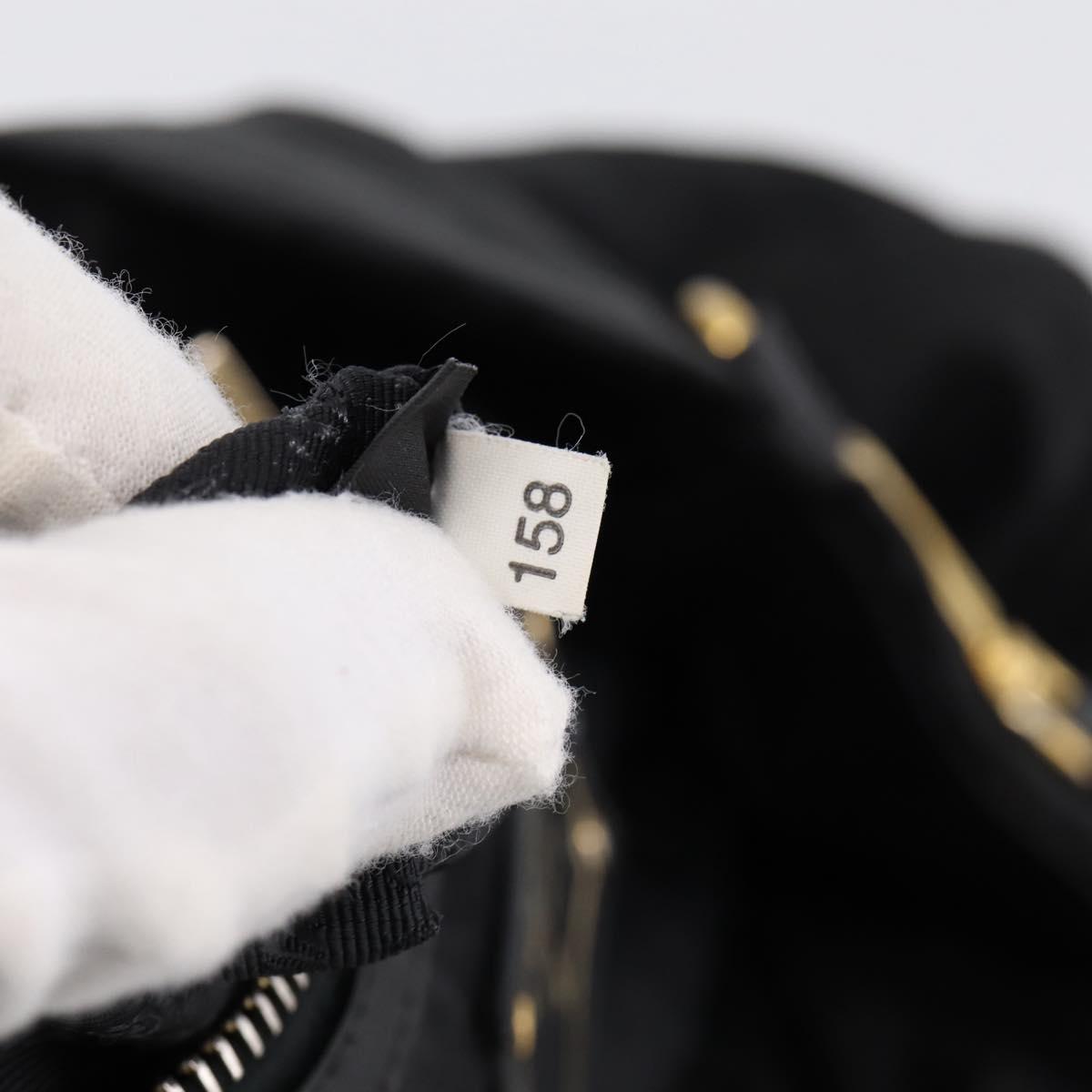 PRADA Hand Bag Nylon 2way Black Gold Auth hk4018