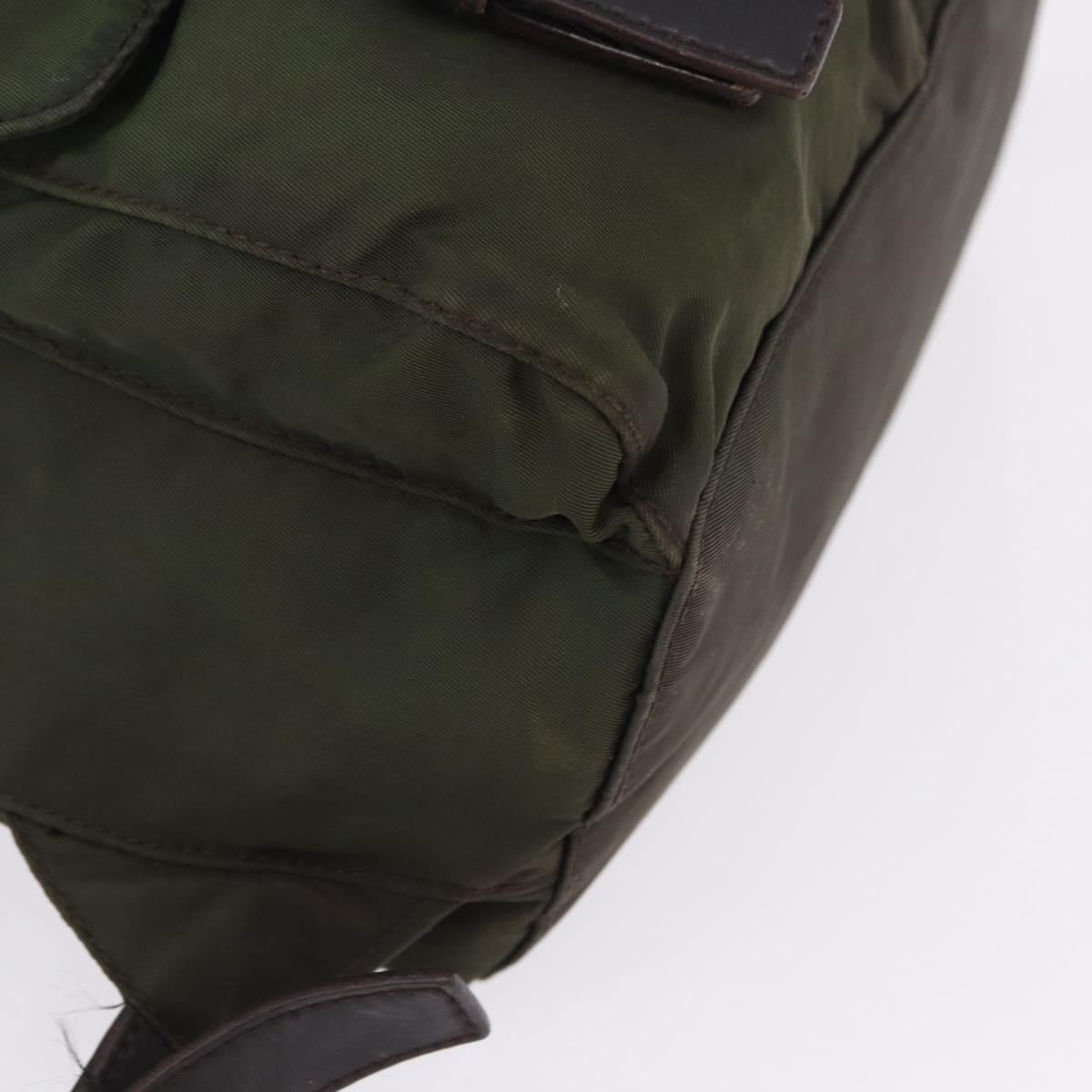 PRADA Backpack Nylon Khaki Silver Auth hk4019