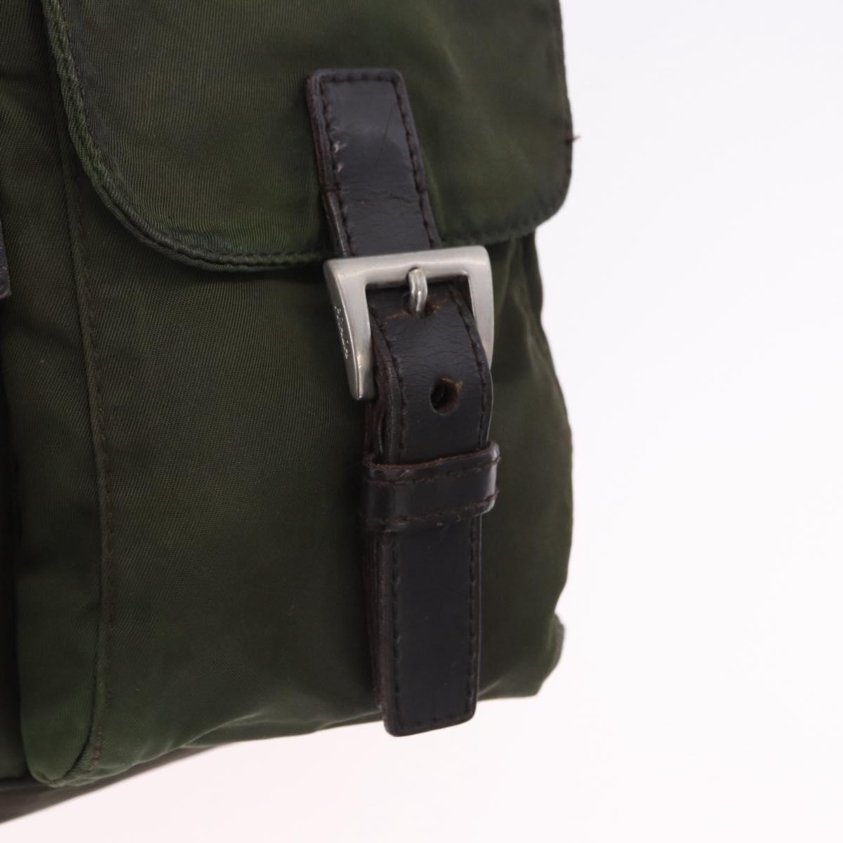 PRADA Backpack Nylon Khaki Silver Auth hk4019