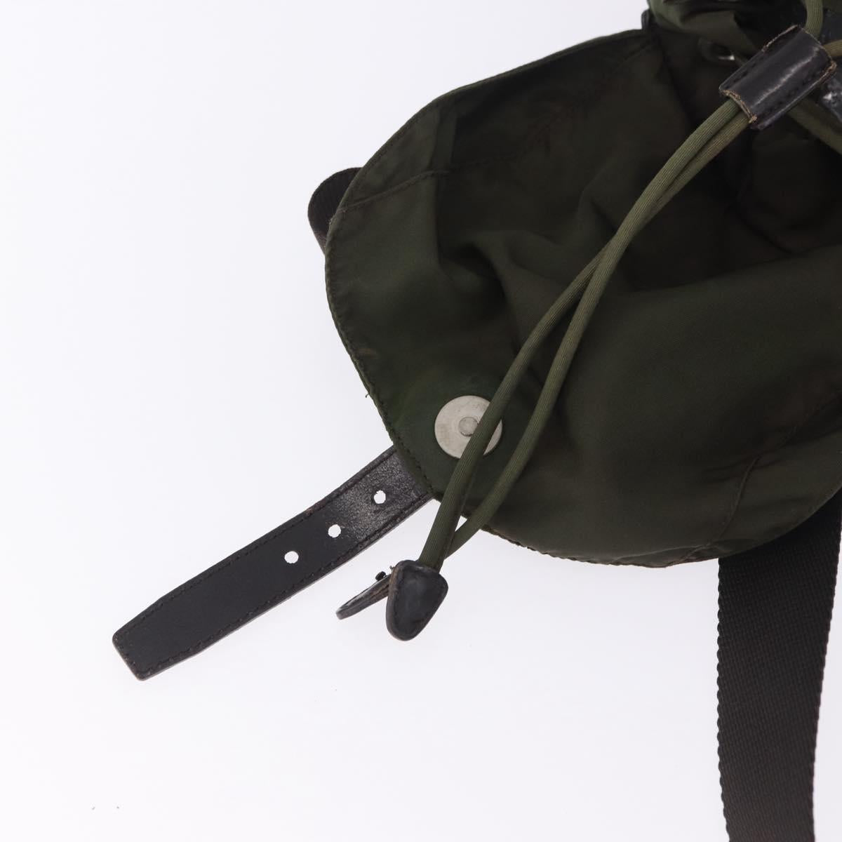 PRADA Backpack Nylon Khaki Silver Auth hk4019